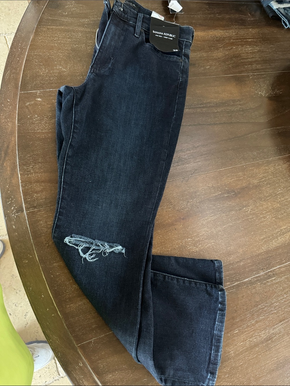 Banana Republic blue Ripped mid rise cropped flare